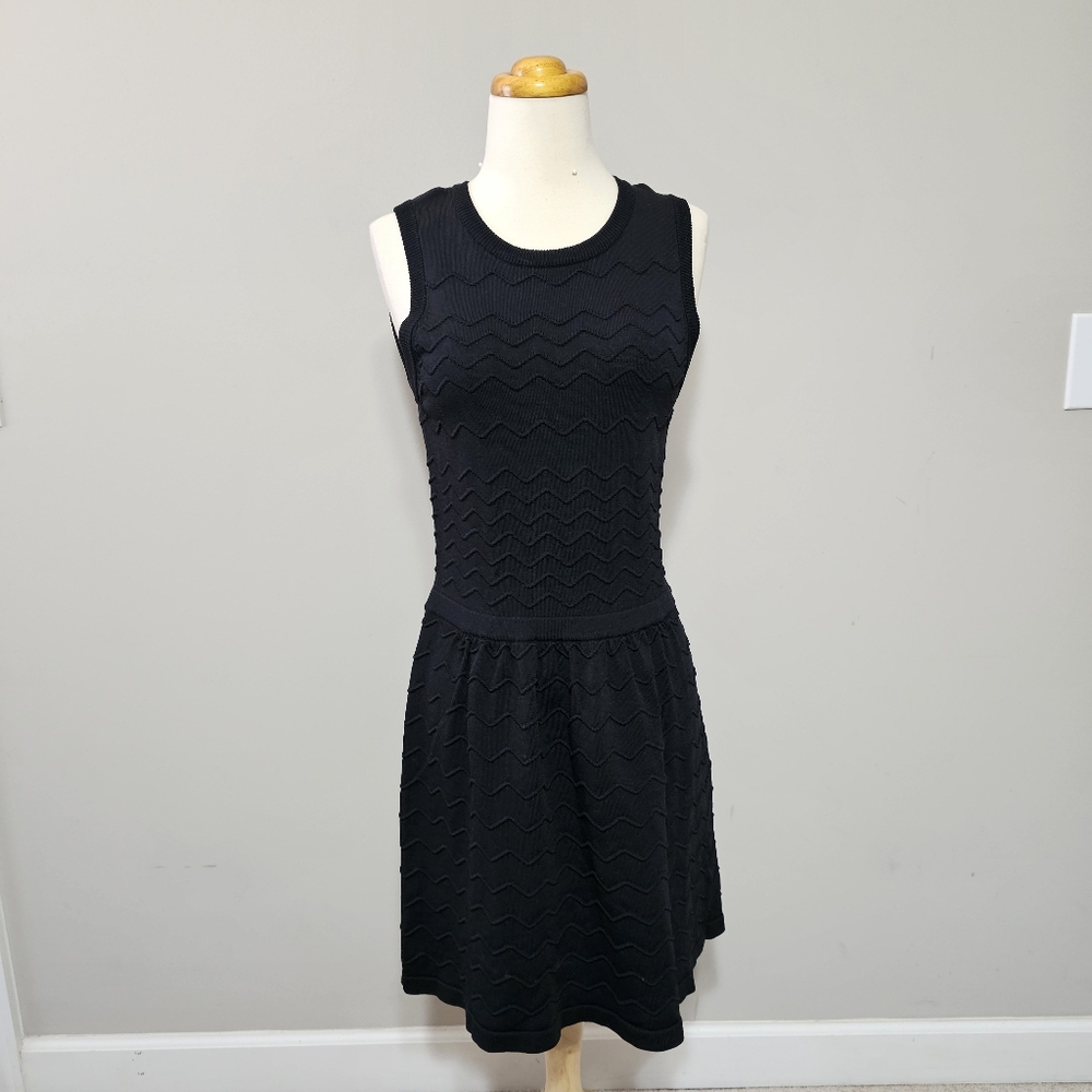 Romeo & Juliet Couture Black Chevron Knit Drop Waist Dress M